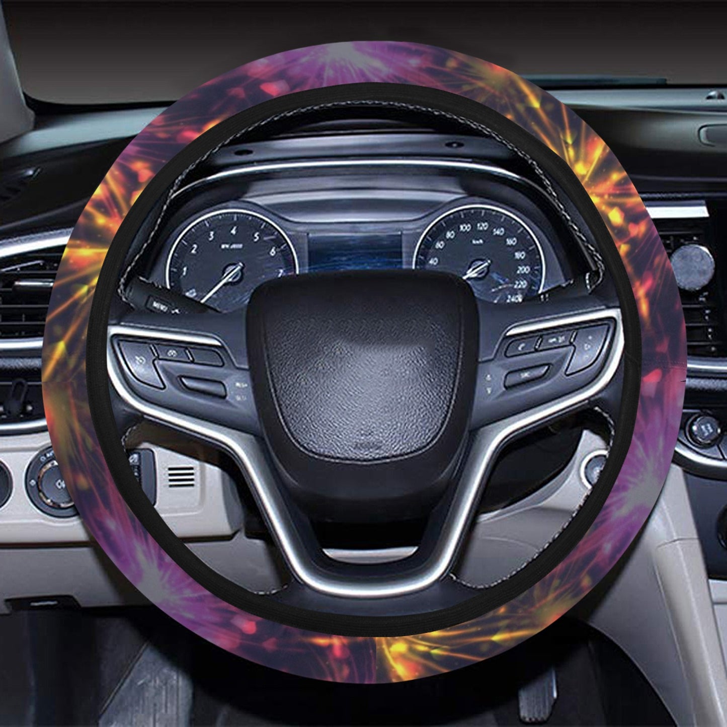 Firework Print Design LKS303 Steering Wheel Cover with Elastic Edge