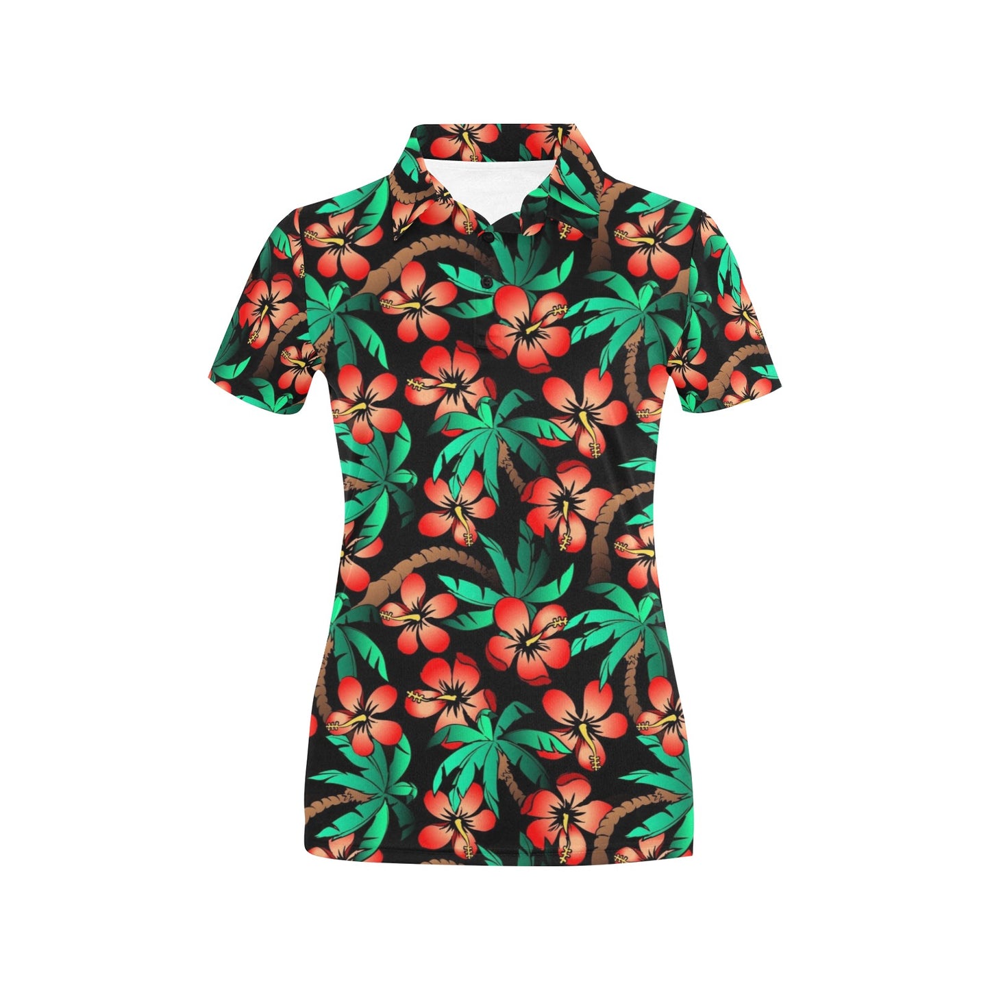 Hawaiian Themed Pattern Print Design H022 Women's Polo Shirt