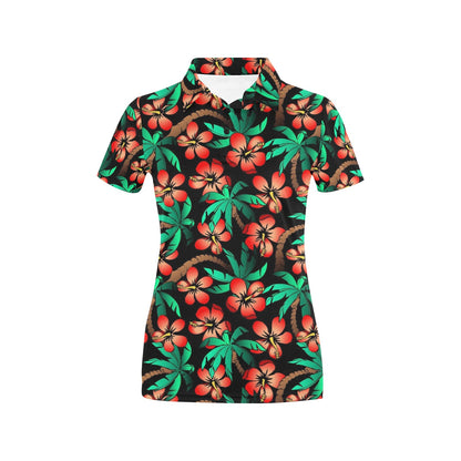 Hawaiian Themed Pattern Print Design H022 Women's Polo Shirt