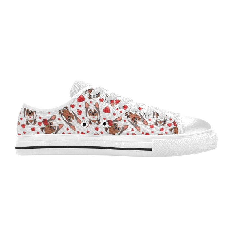 Silky Terriers Heart Print Design LKS302 Women's White Low Top Shoes