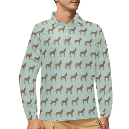 Donkey Print Design LKS402 Long Sleeve Polo Shirt For Men's