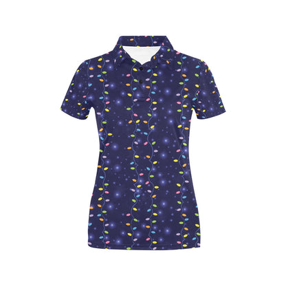Christmas Light Pattern Print Design 03 Women's Polo Shirt