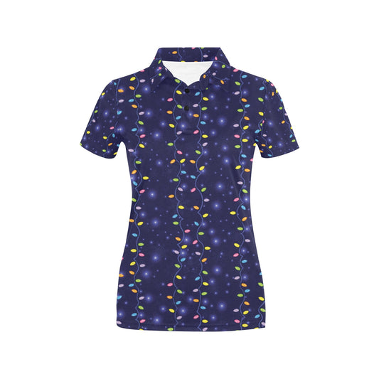 Christmas Light Pattern Print Design 03 Women's Polo Shirt