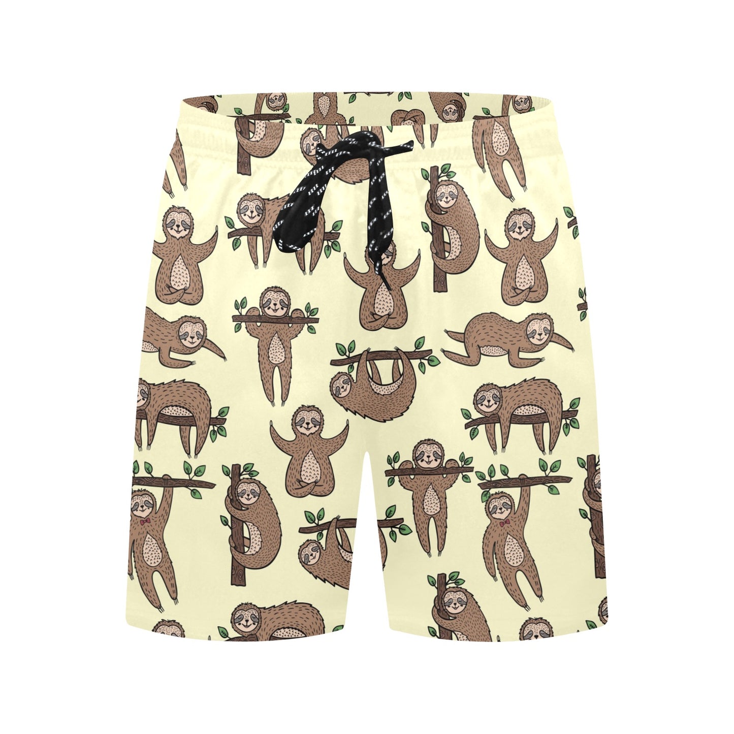 Sloth Print Design LKS3010 Men's Swim Trunks Beach Shorts