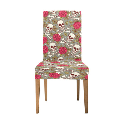 Skull Bone Rose Print Design LKS303 Dining Chair Slipcover