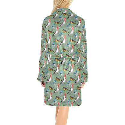 Birds Pattern Print Design 07 Women's Fleece Robe