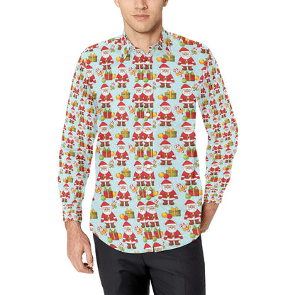 Santa Christmas Themed Print Design LKS303 Men's Long Sleeve Dress Shirt