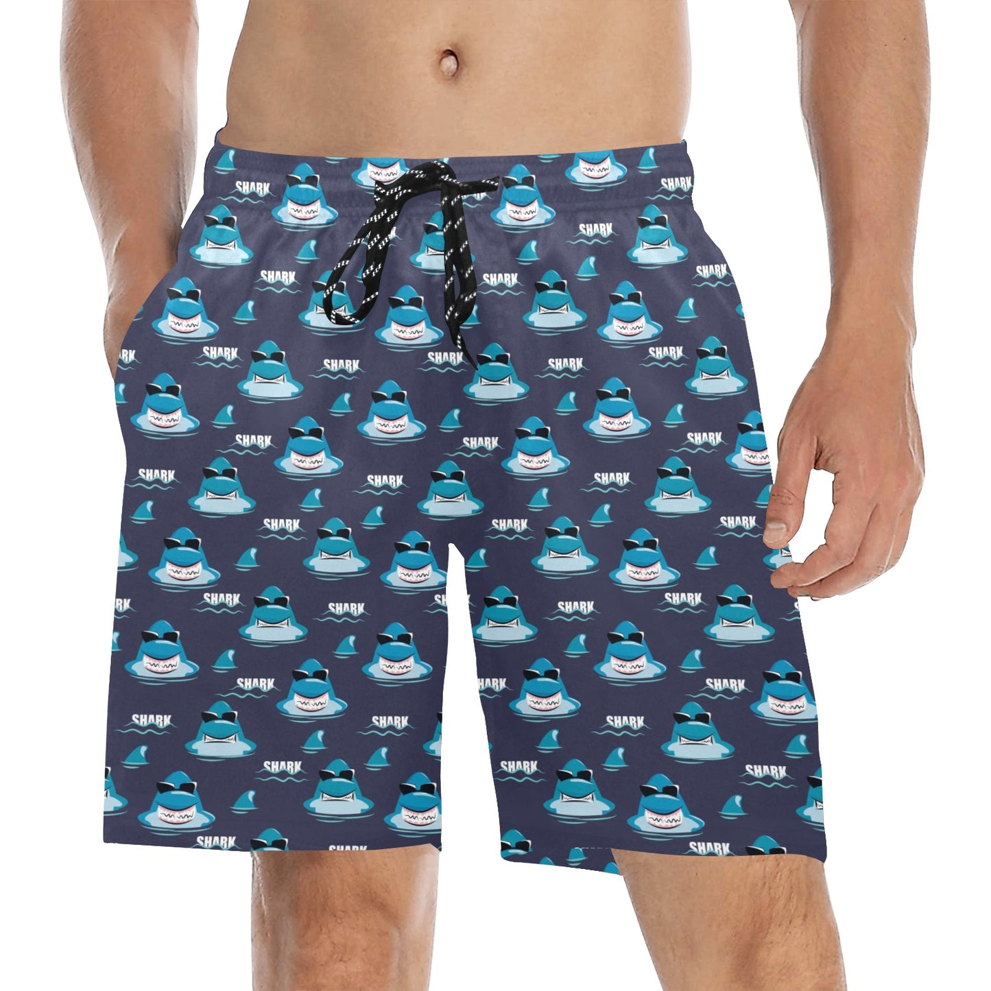 Shark Print Design LKS309 Men's Swim Trunks Beach Shorts