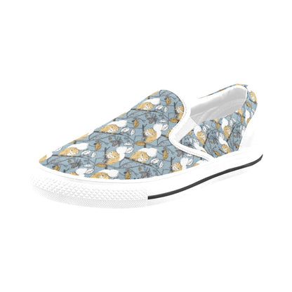 Squirrel Print Design LKS305 White Slip Ons Canvas Women's Shoes