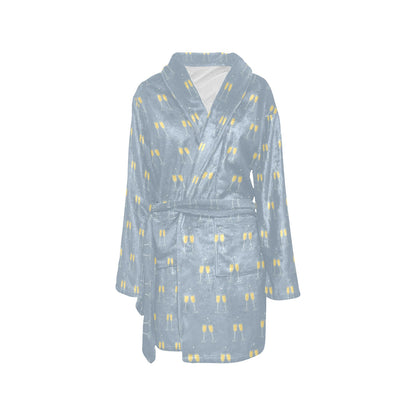 Champagne Pattern Print Design 03 Women's Fleece Robe