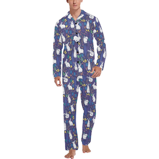 Bunny Pattern Print Design 01 Men's Long Pajama Set
