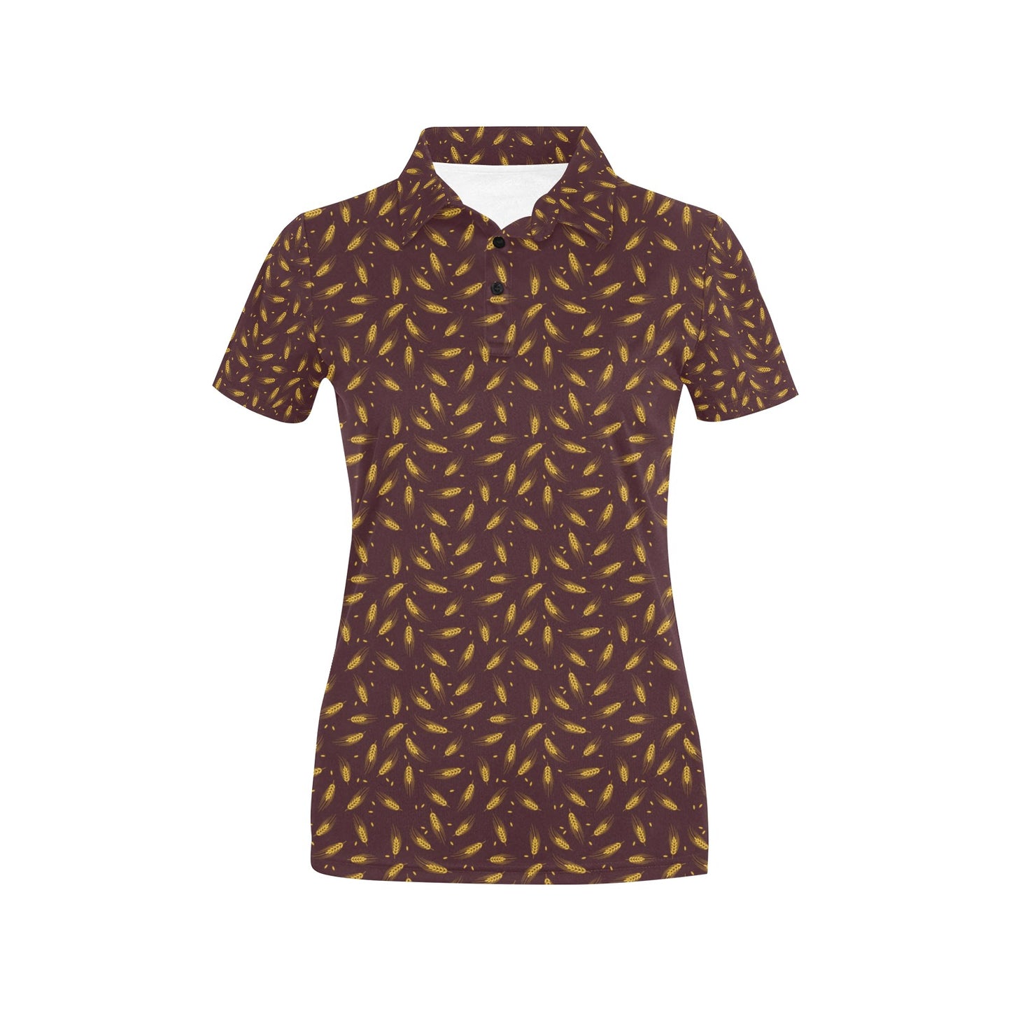 Agricultural Gold Wheat Print Pattern Women's Polo Shirt