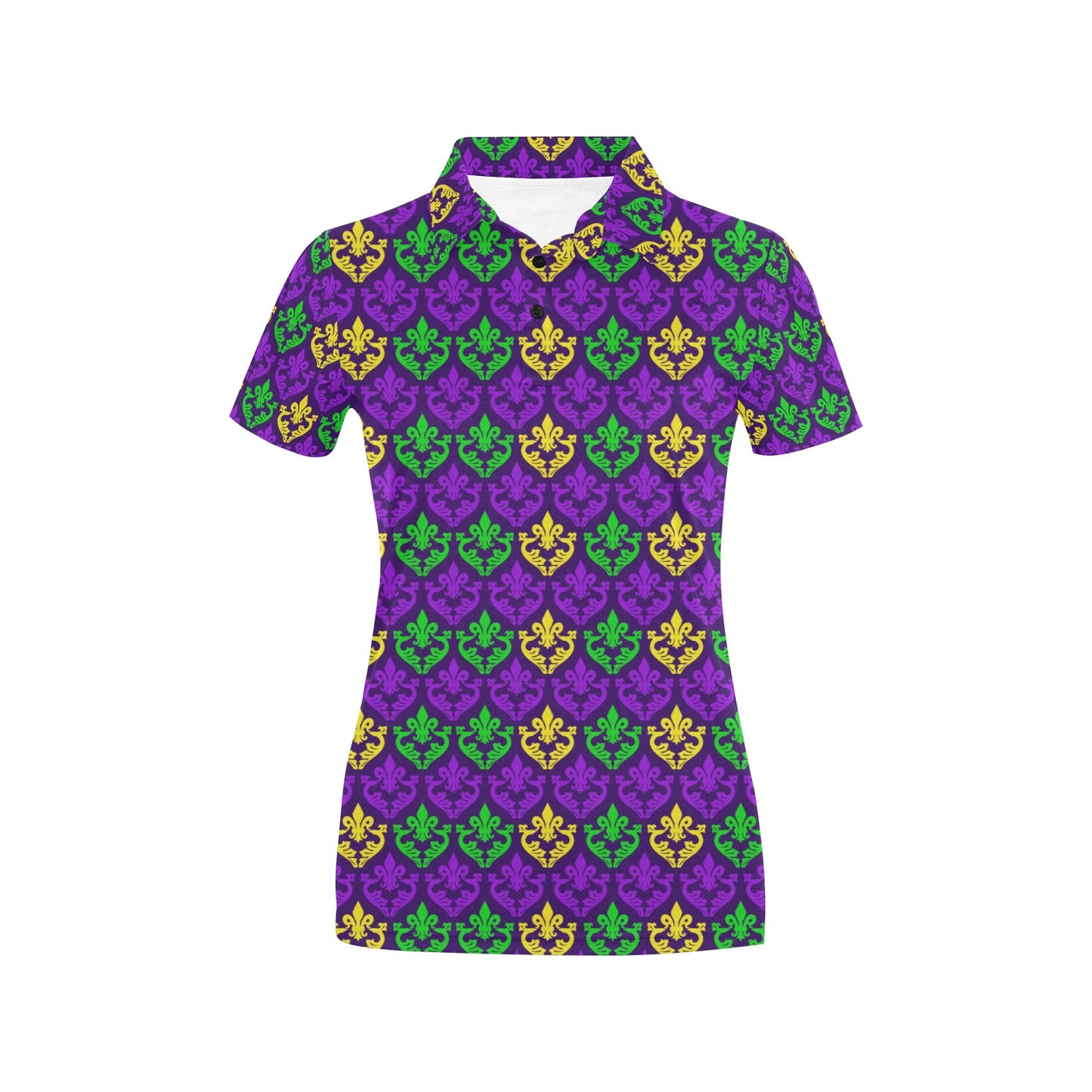 Mardi Gras Pattern Print Design 02 Women's Polo Shirt