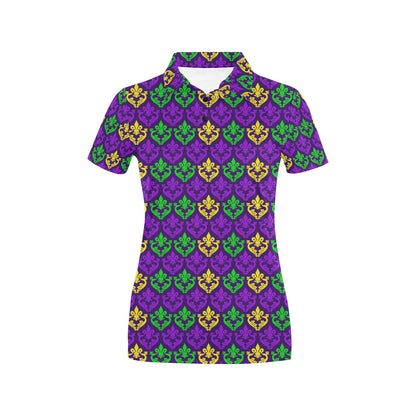 Mardi Gras Pattern Print Design 02 Women's Polo Shirt