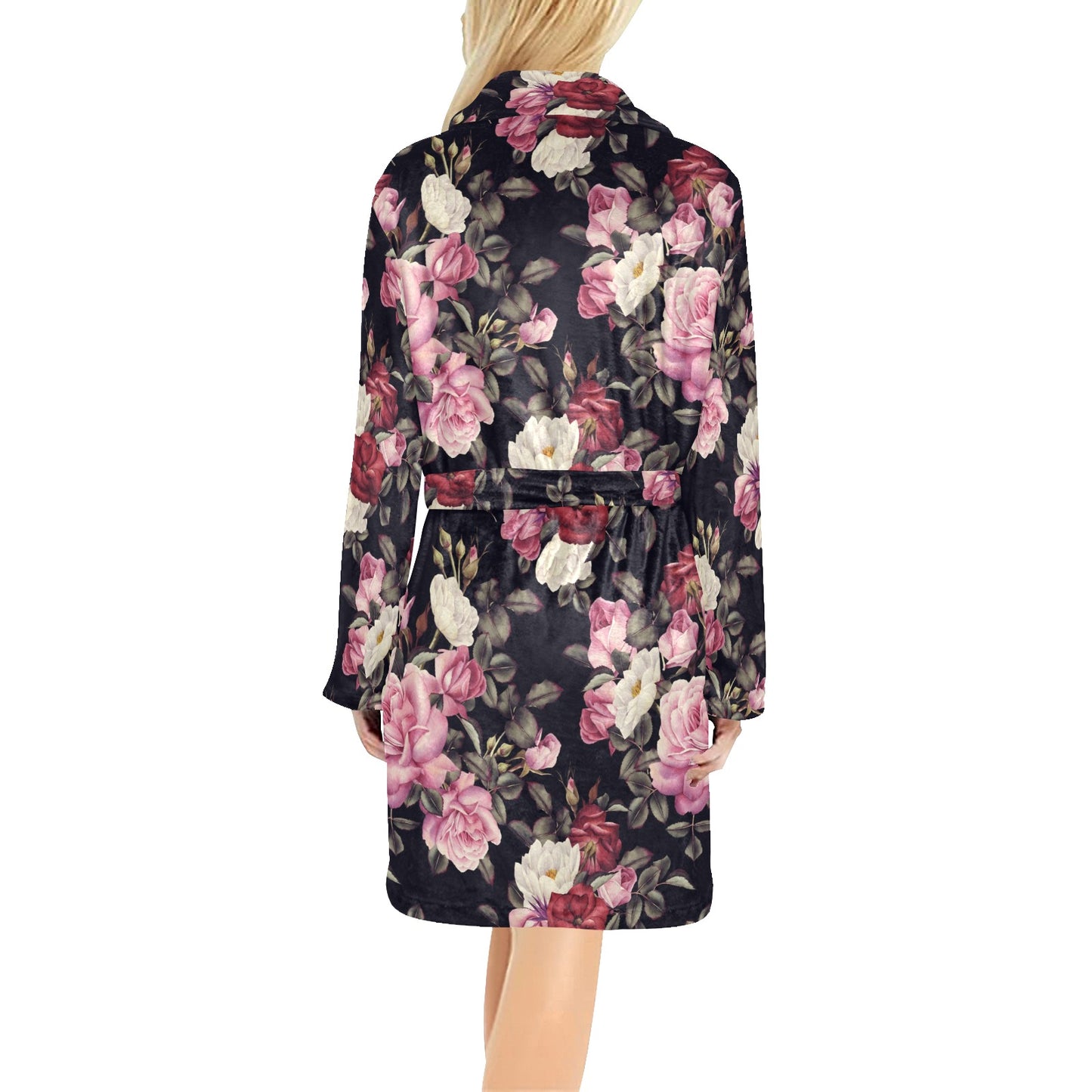 Rose Pattern Women's Fleece Robe
