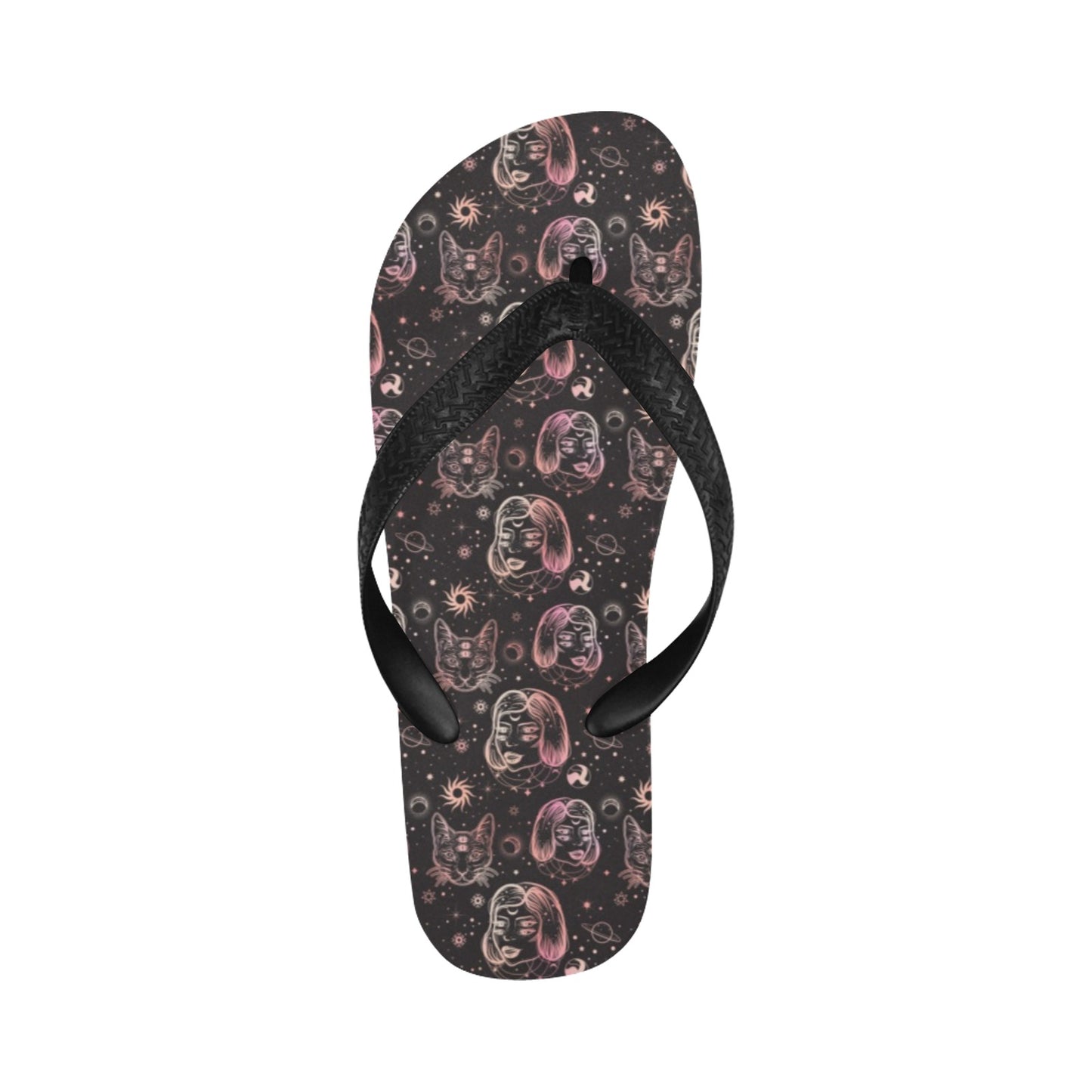 Third Eye Girl Cat Print Design LKS305 Flip Flops