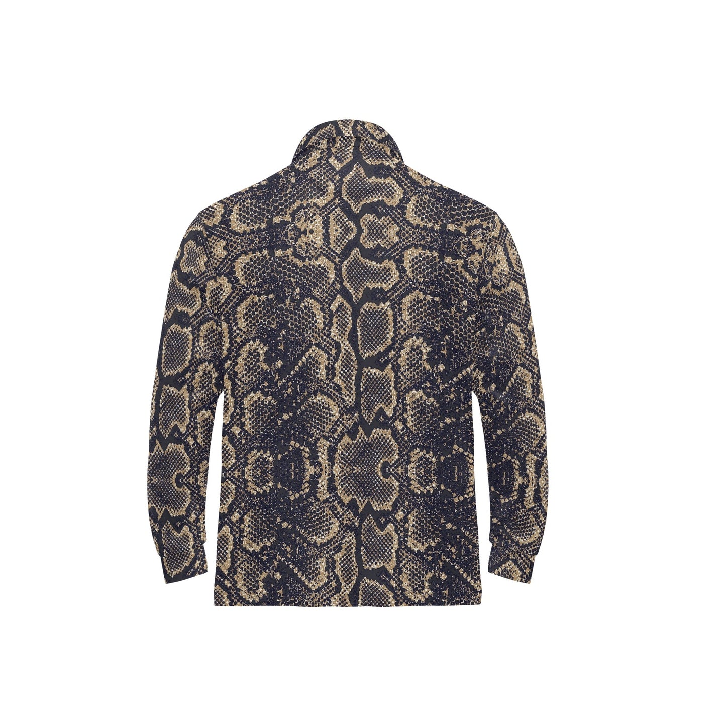 Snake Skin Pattern Print Long Sleeve Polo Shirt For Men's