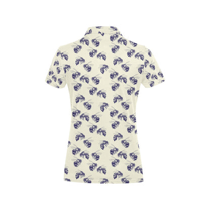Bee Pattern Print Design 02 Women's Polo Shirt
