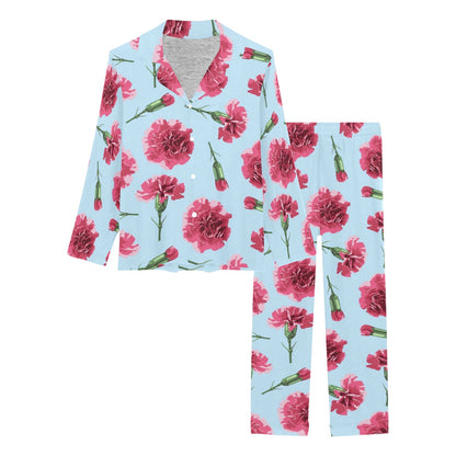Carnations Pattern Print Design CN01 Women's Long Pajama Set