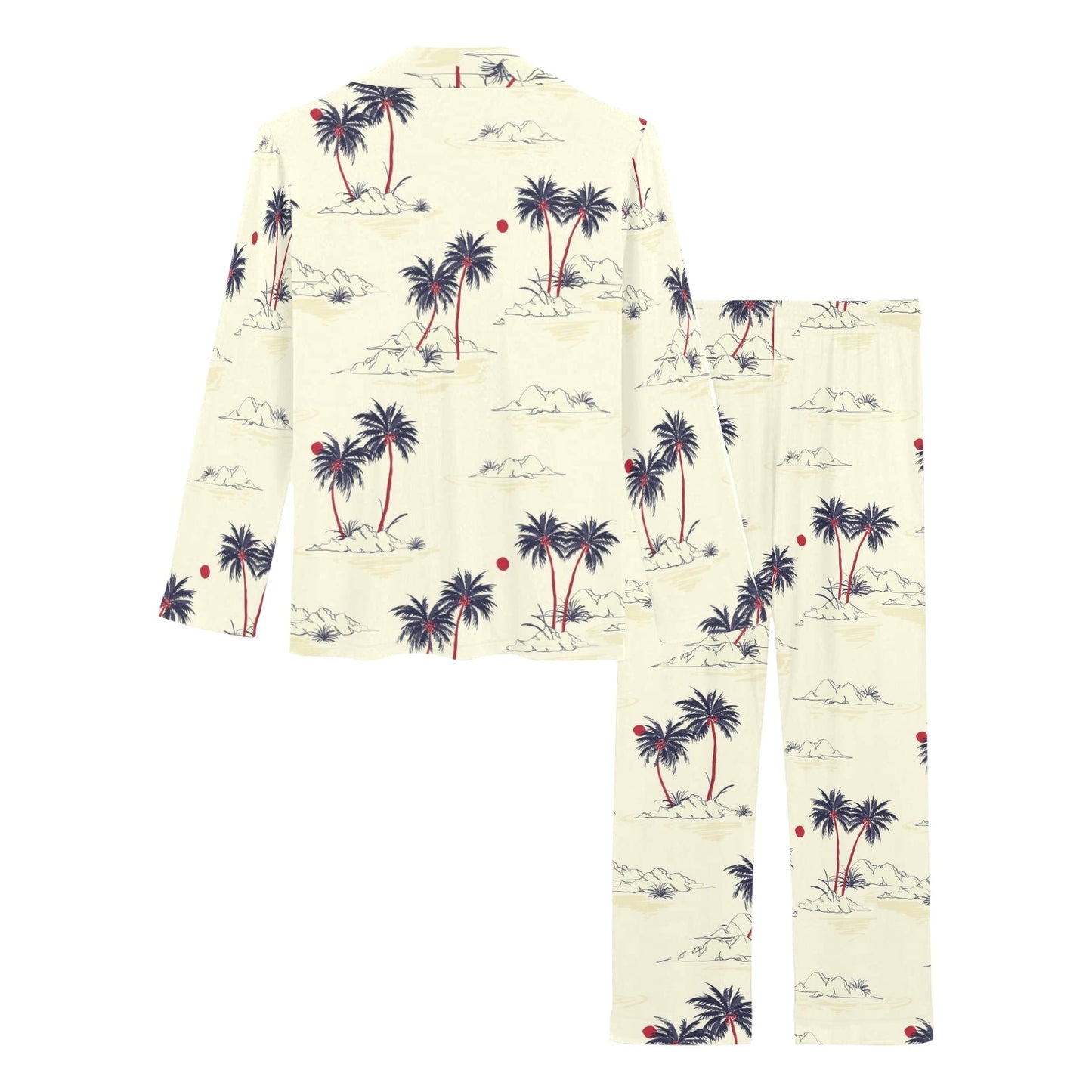 Palm Tree Pattern Print Design PT08 Women's Long Pajama Set