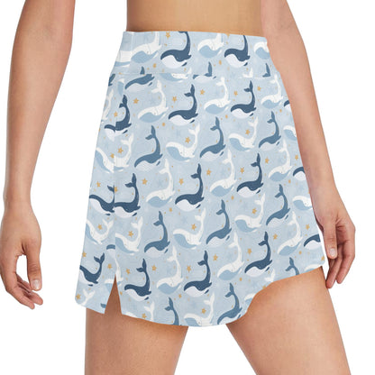 Whale Print Design LKS305 17" Golf & Pickleball Skort with Pockets