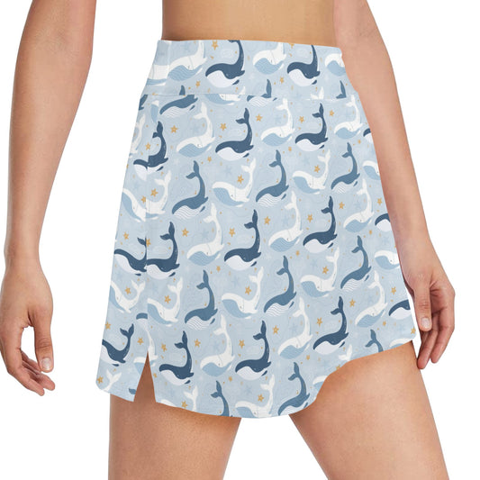 Whale Print Design LKS305 17" Golf & Pickleball Skort with Pockets