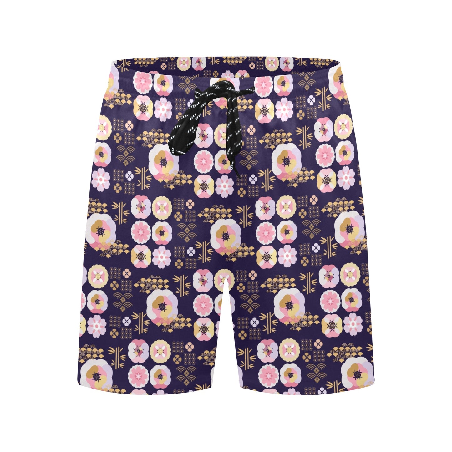 Sakura Japan Style Print Design LKS302 Men's Swim Trunks Beach Shorts