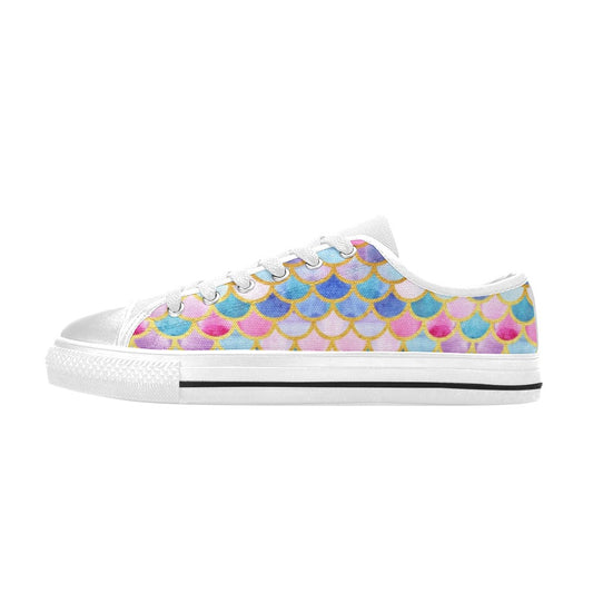 Scales Print Design LKS401 Women's White Low Top Shoes