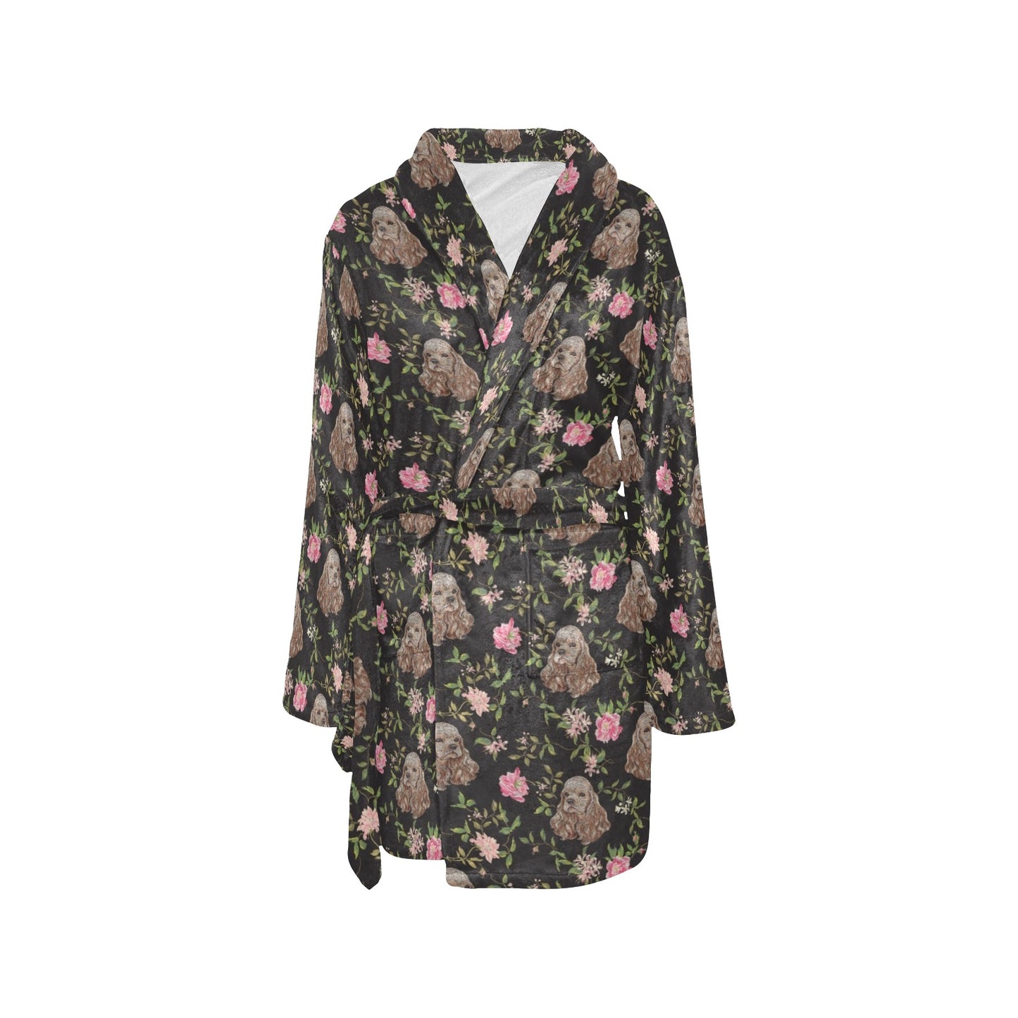 Cocker Pattern Print Design 03 Women's Fleece Robe