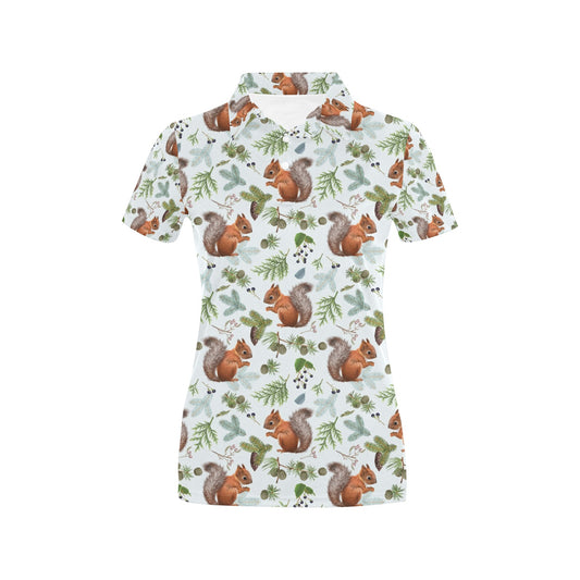 Squirrel Print Design LKS308 Women's Polo Shirt
