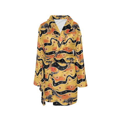 Kangaroos Aboriginal Pattern Print Design 06 Women's Fleece Robe