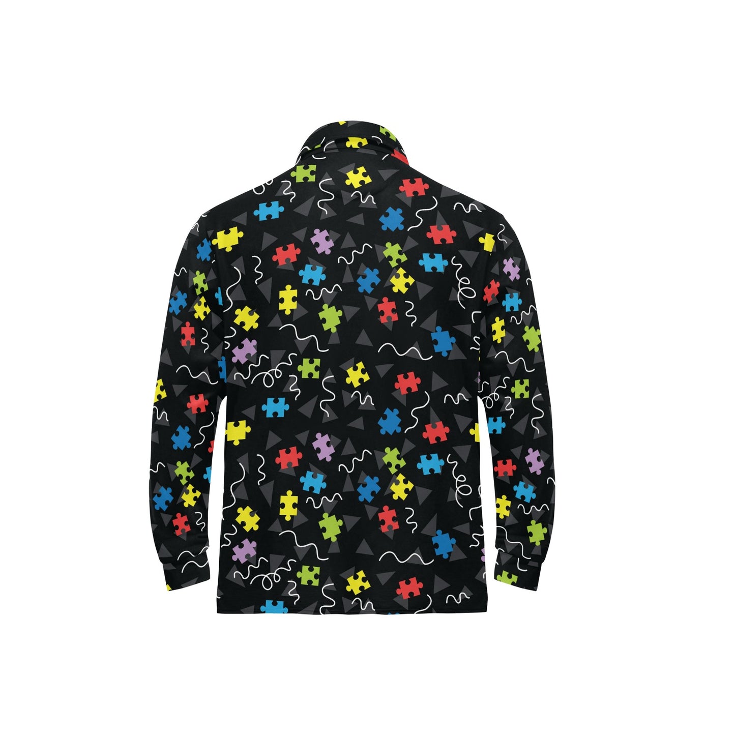 Autism Awareness Pattern Print Design 01 Long Sleeve Polo Shirt For Men's