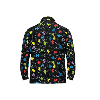 Autism Awareness Pattern Print Design 01 Long Sleeve Polo Shirt For Men's