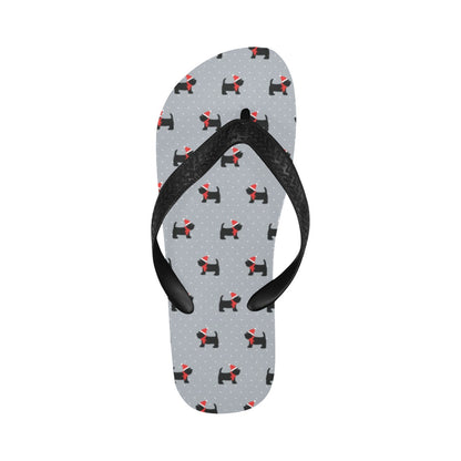Scottish Christmas Themed Terriers Print Design LKS3018 Flip Flops