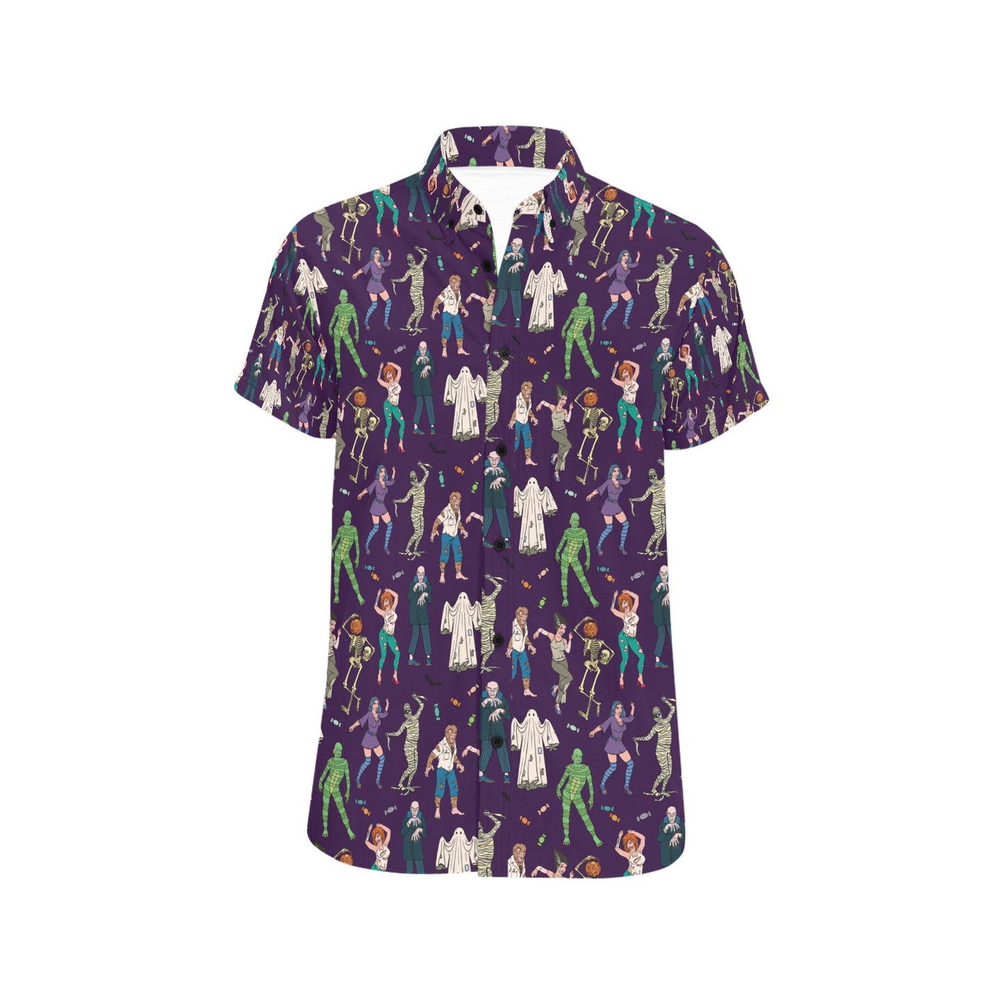 Creepy Zombie Print Design LKS302 Men Short Sleeve Button Up Shirt