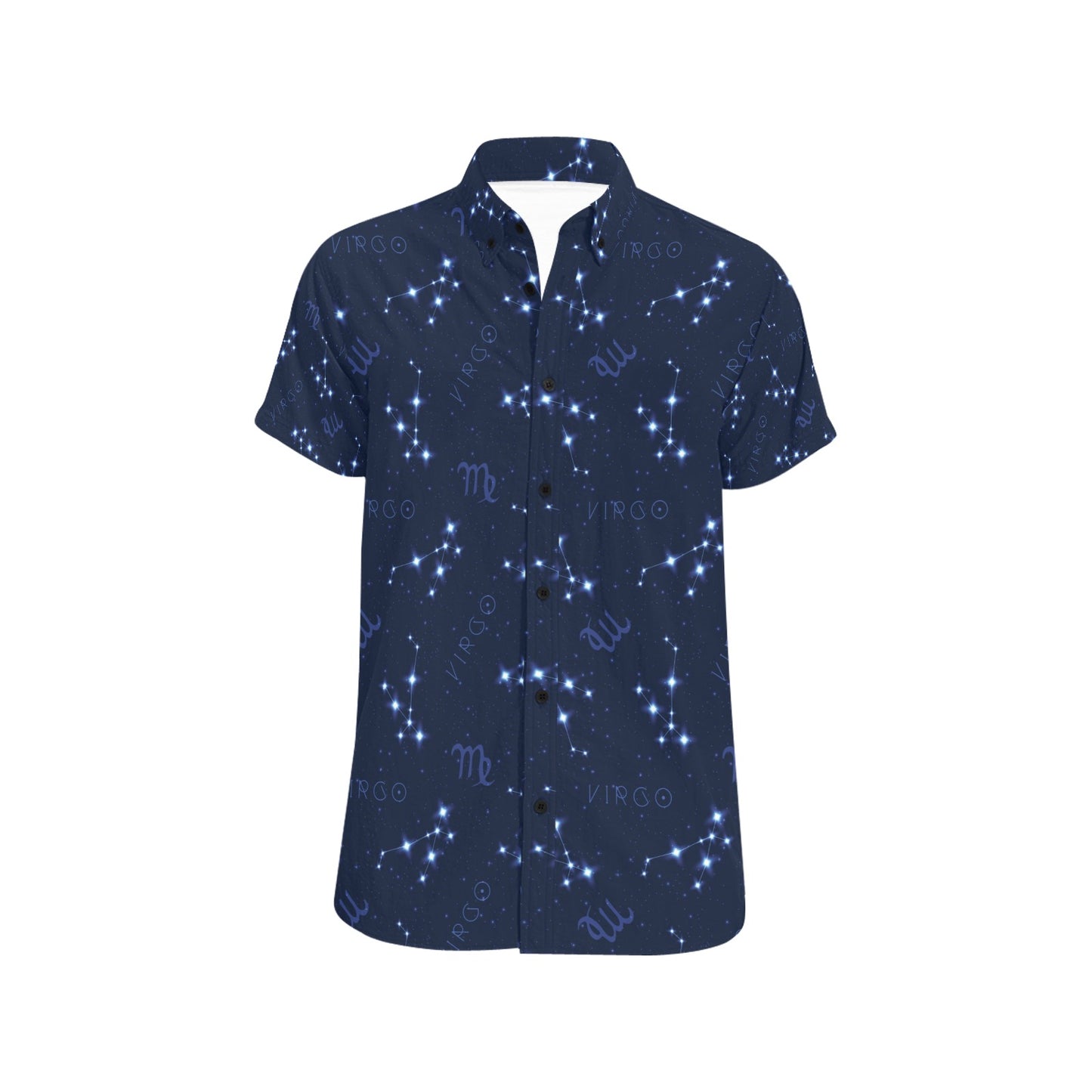Virgo Print Design LKS303 Men Short Sleeve Button Up Shirt