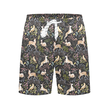 Deer Floral Jungle Men's Swim Trunks Beach Shorts