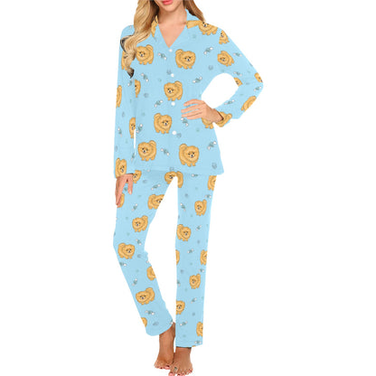 Pomeranians Pattern Print Design A03 Women's Long Pajama Set