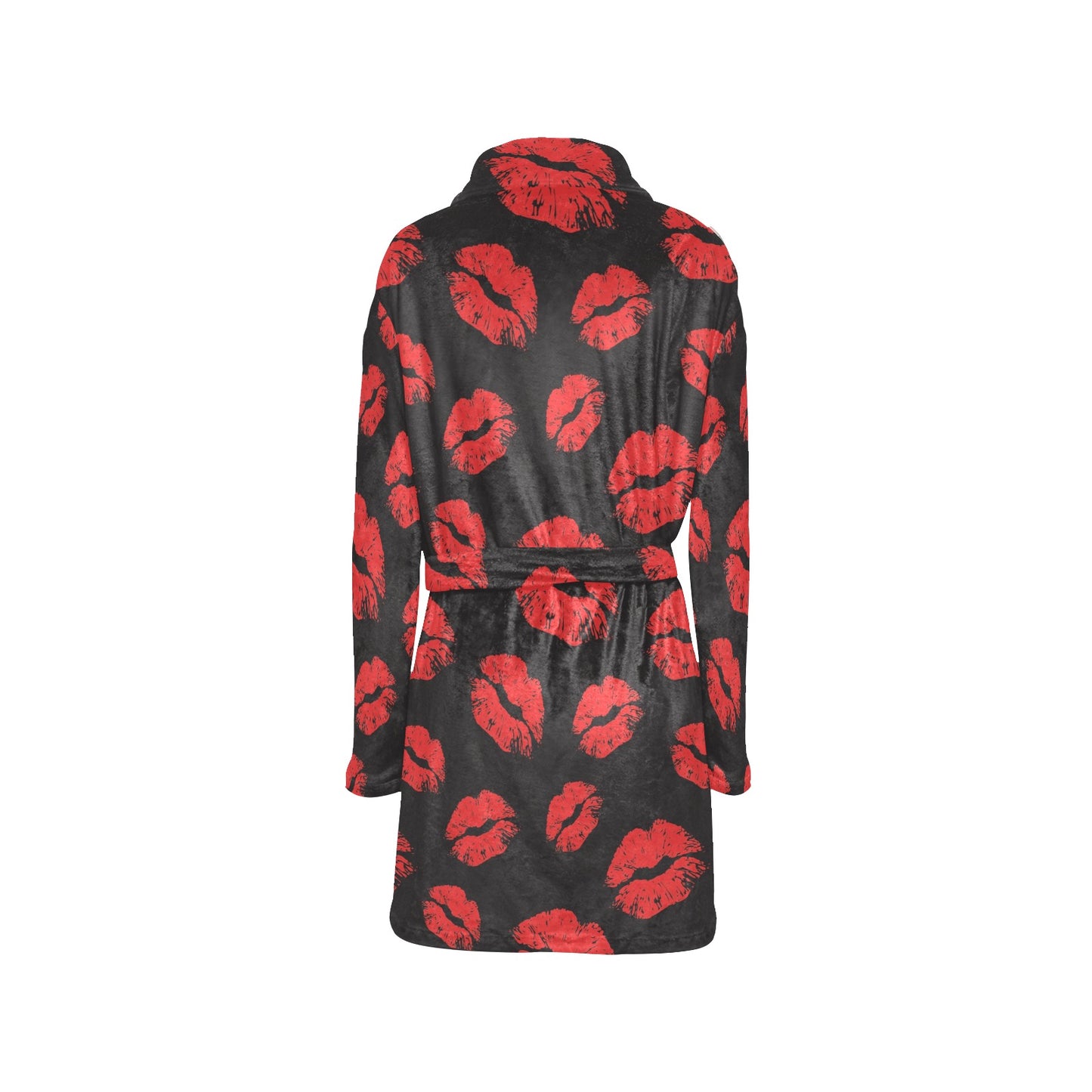 Lip Red Pattern Print Design 02 Women's Fleece Robe
