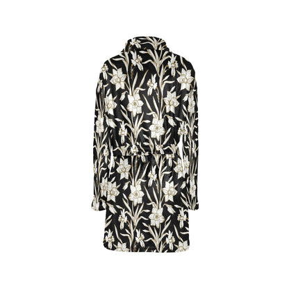 Daffodils Pattern Print Design DF06 Women's Fleece Robe