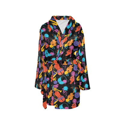 Saxophone Print Design LKS406 Women's Fleece Robe