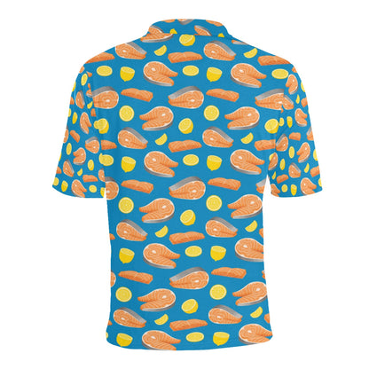 Salmon Steak With Lemon Print Design LKS308 Men Polo Shirt