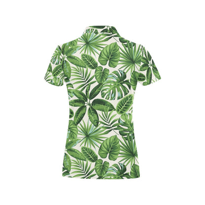 Tropical Flower Pattern Print Design TF013 Women's Polo Shirt