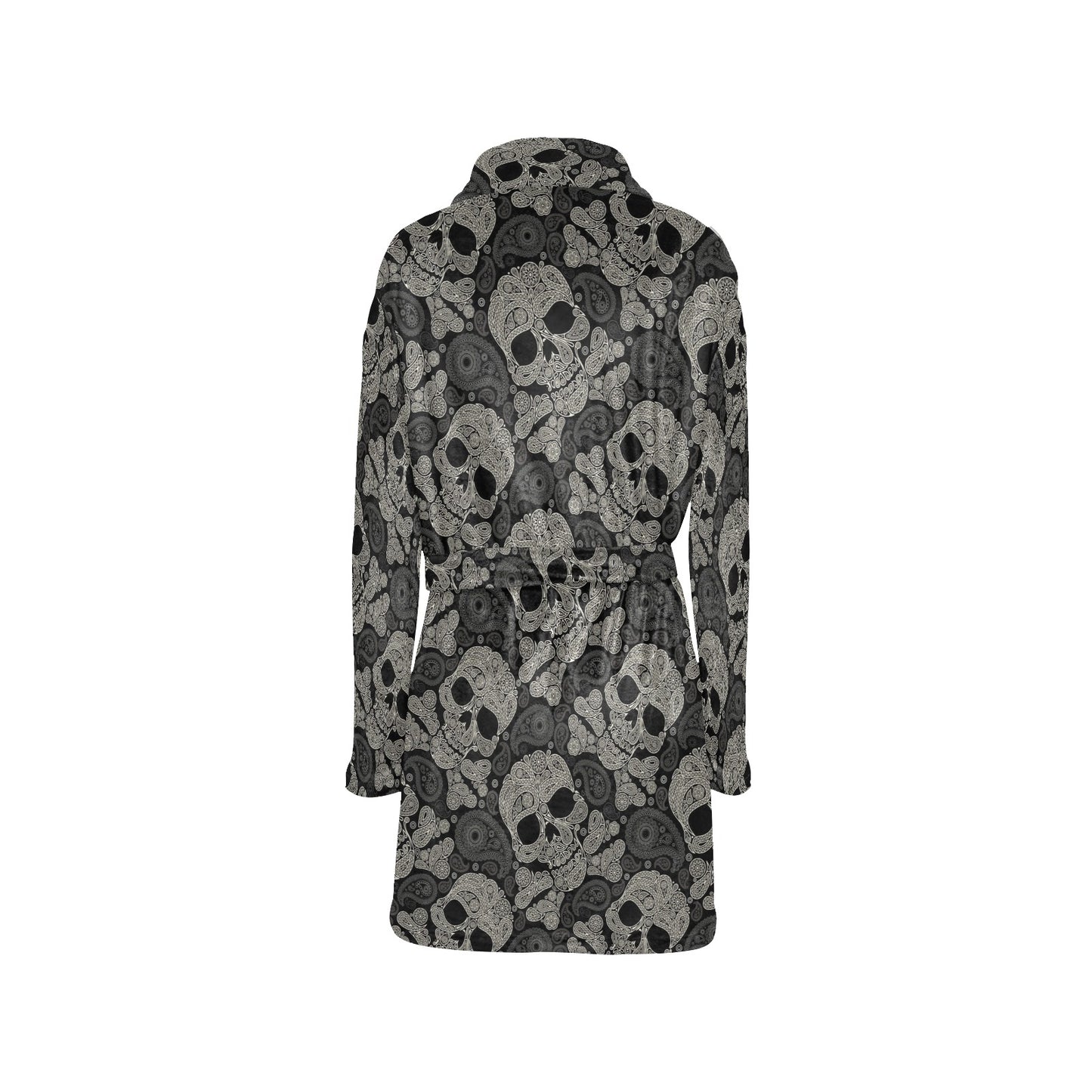 Paisley Skull Pattern Print Design A01 Women's Fleece Robe