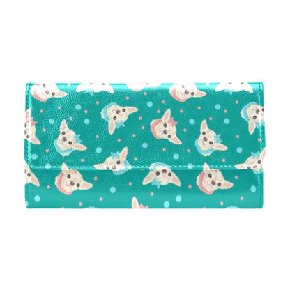 Chihuahua Polka Dot Pattern Women's Trifold Wallet