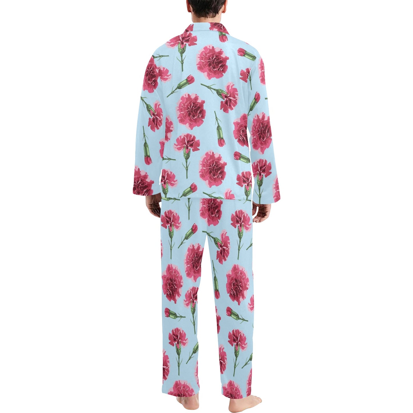 Carnations Pattern Print Design CN01 Men's Long Pajama Set