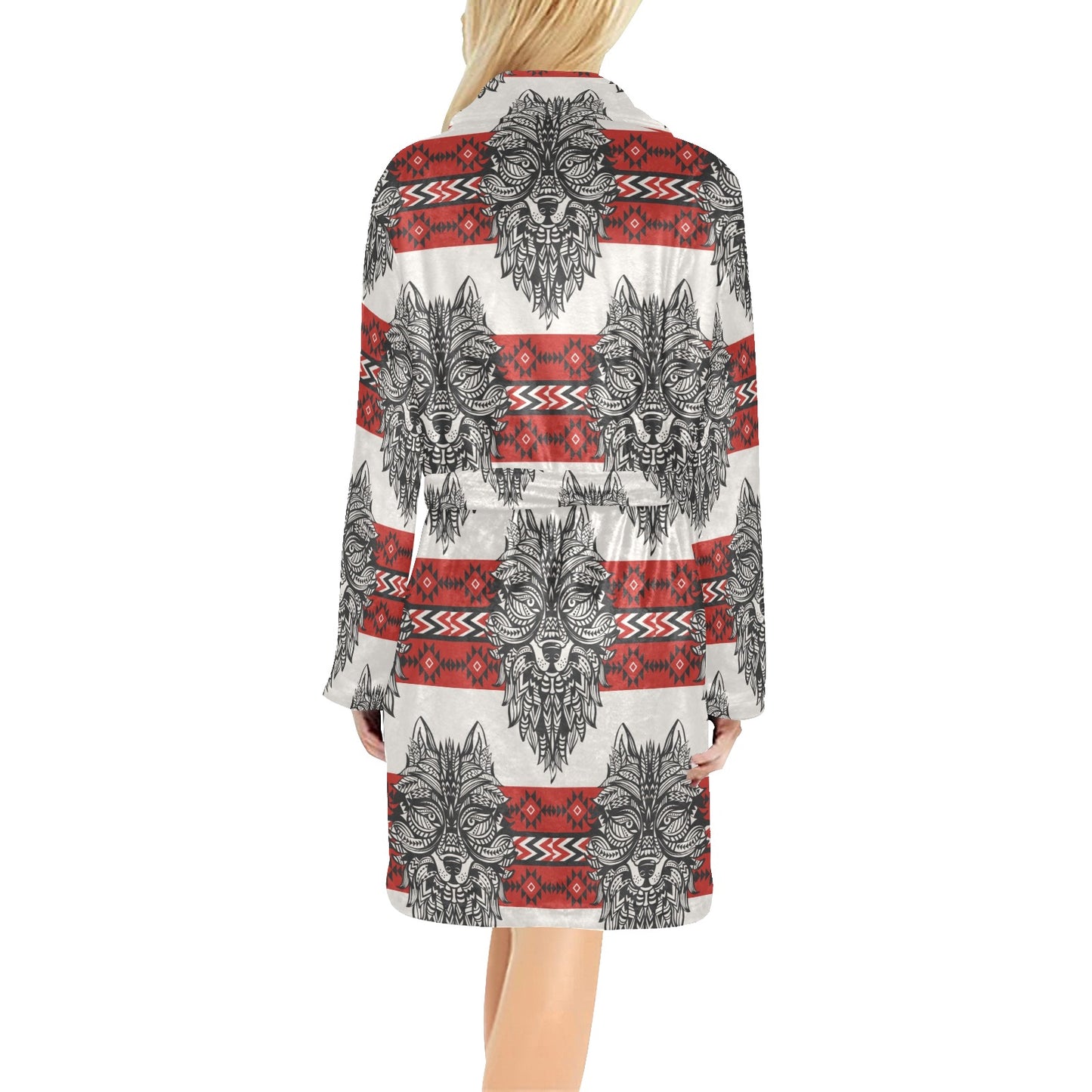 Native Indian Wolf Women's Fleece Robe