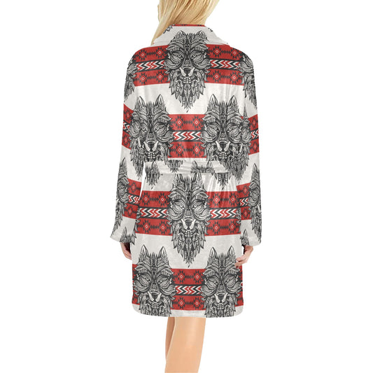 Native Indian Wolf Women's Fleece Robe