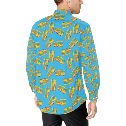 School Bus Print Design LKS302 Men's Long Sleeve Dress Shirt