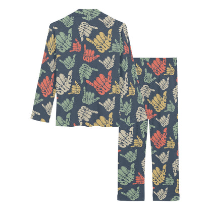 Surf Hand sign Women's Long Pajama Set